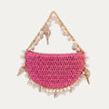 Mini Raffia Shell Bag - Pink Sands