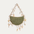 Bahari Raffia Shell Bag in Verde Palma