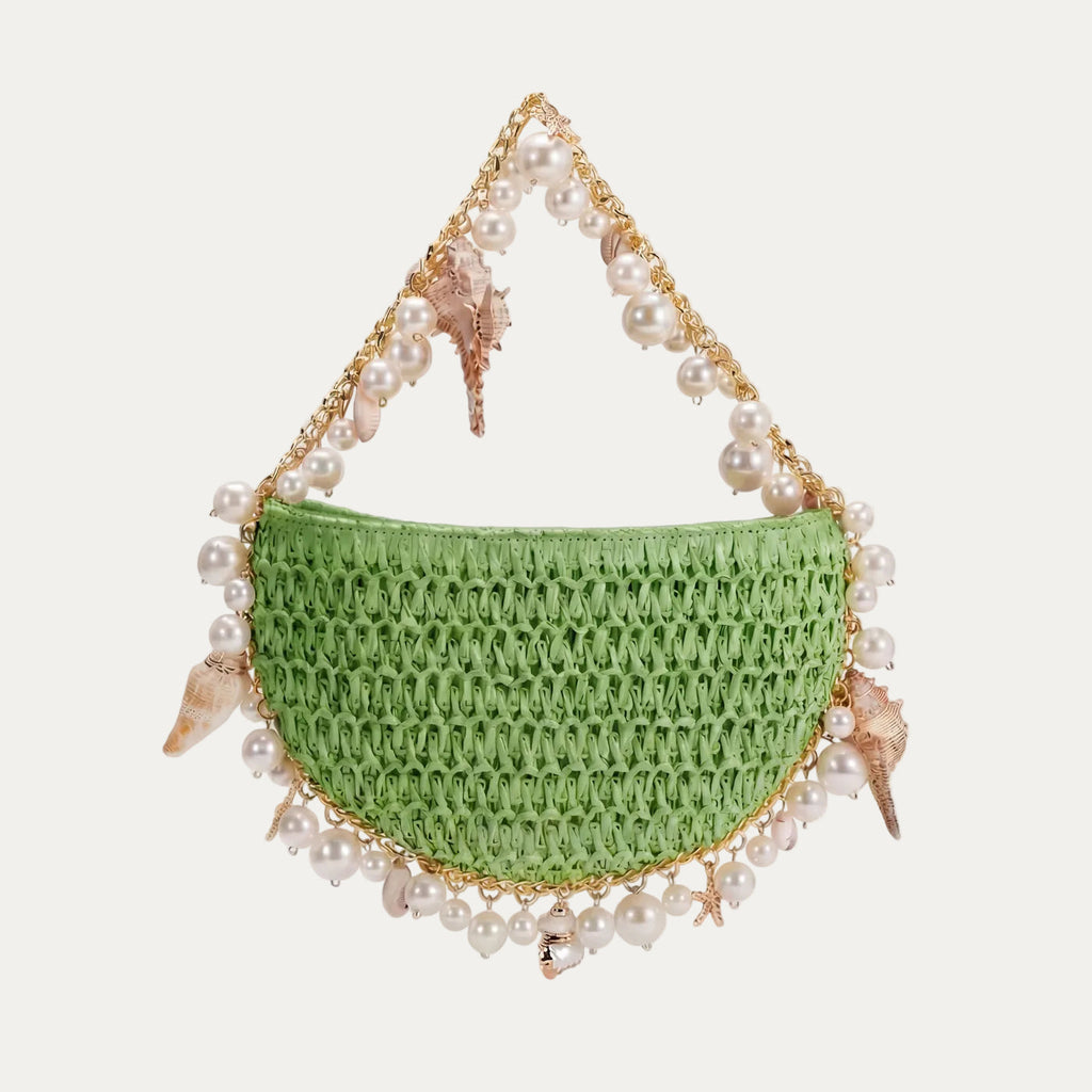 Mini Raffia Shell Bag - Coastal Mint