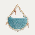 Mini Raffia Shell Bag - Riviera Blëu