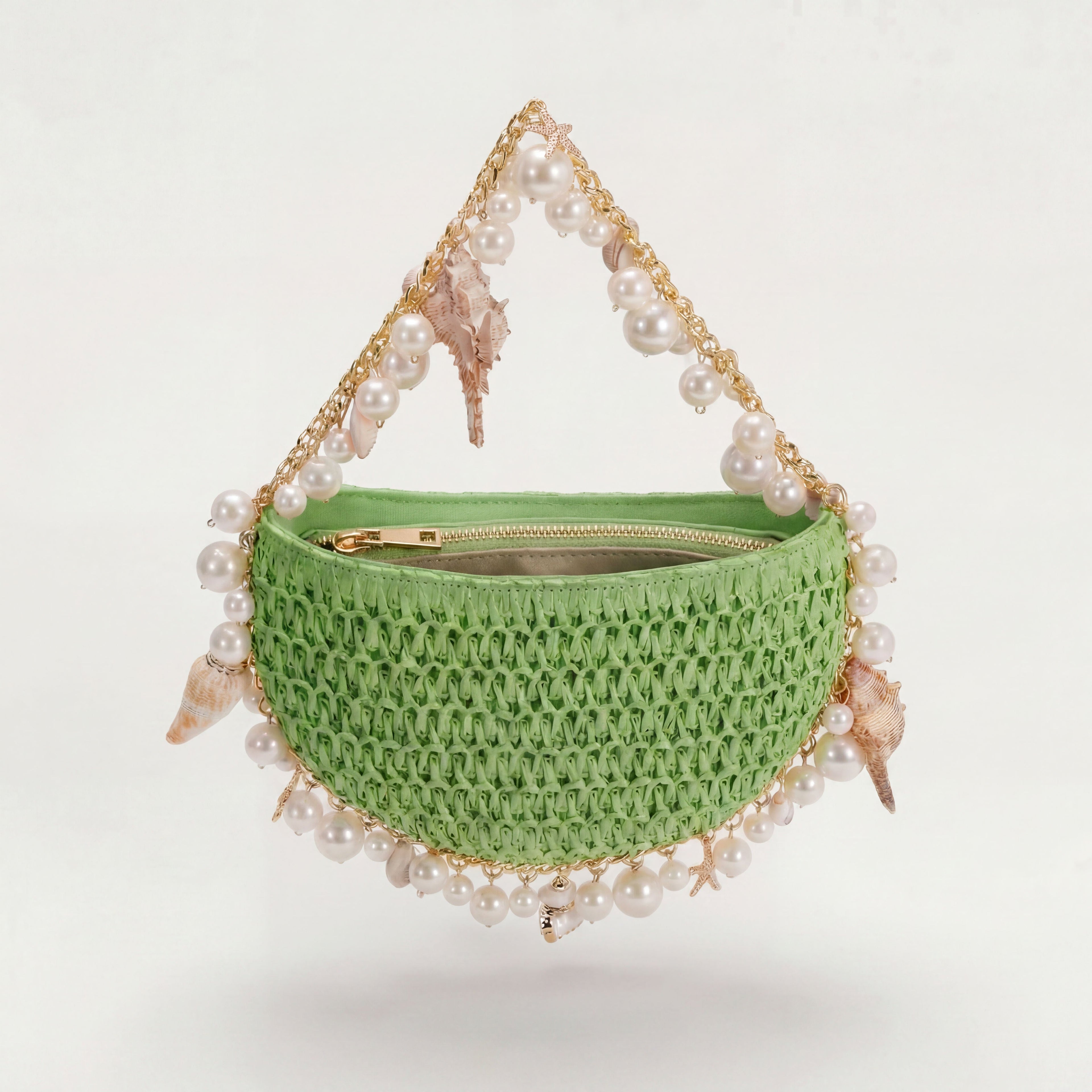 Mini Raffia Shell Bag - Coastal Mint