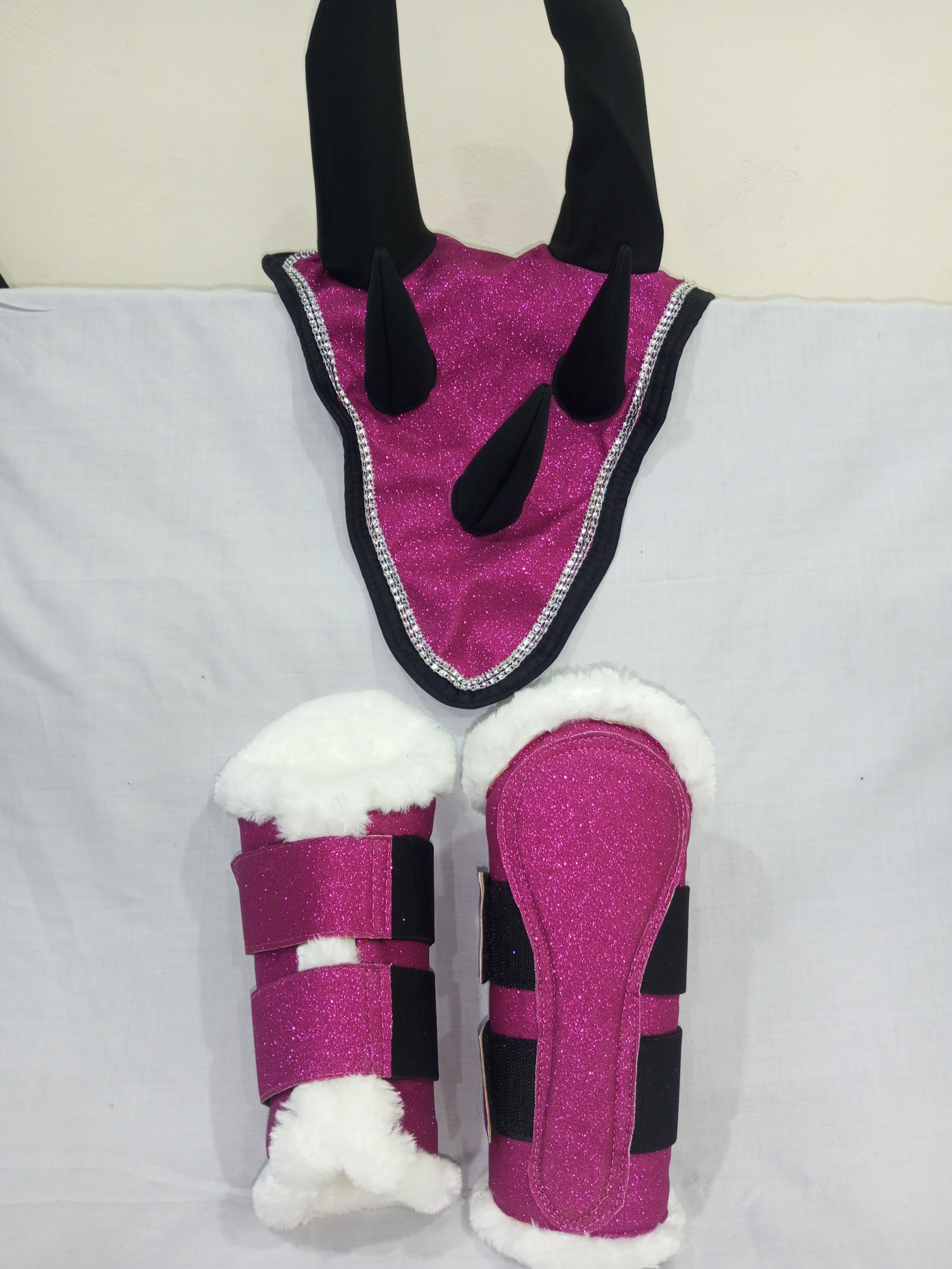 Pink Dragon Saddle Pad Set with Ear Bonnet & Boots