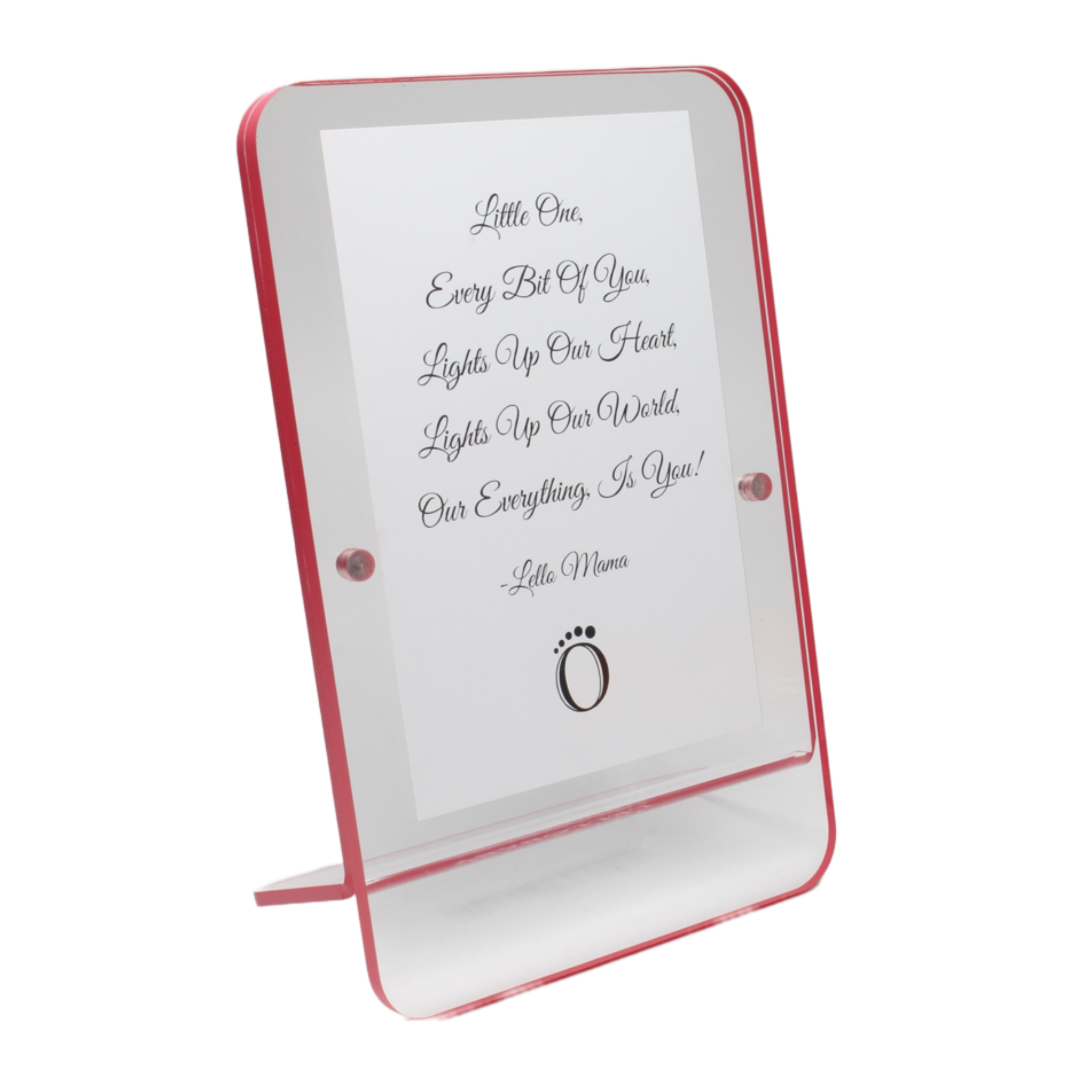 LELLOBABY™ - Acrylic Picture Frame Pink Border (For 4" x 6" Vertical Photos)