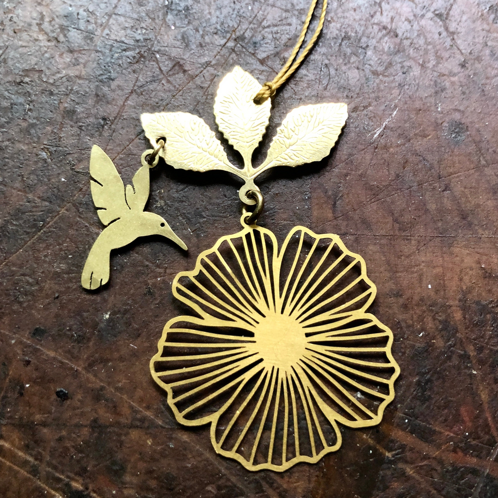 Hibiscus Hummingbird Ornament